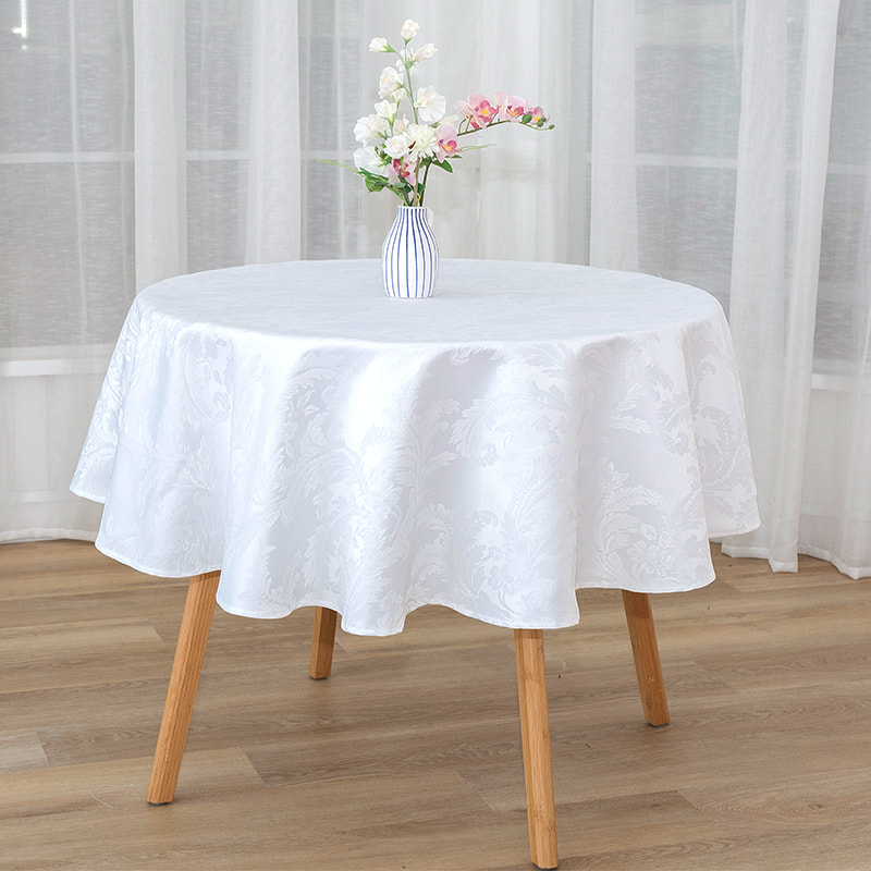 R160CM Geometrijski sivi kružni jakard stolnjak