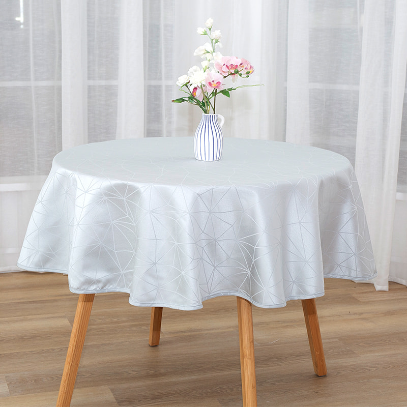 R160CM Geometrijski sivi kružni jakard stolnjak
