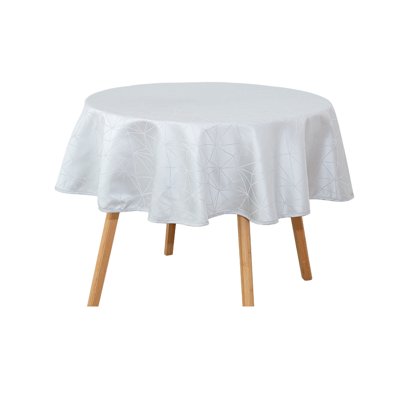 R160CM Geometrijski sivi kružni jakard stolnjak