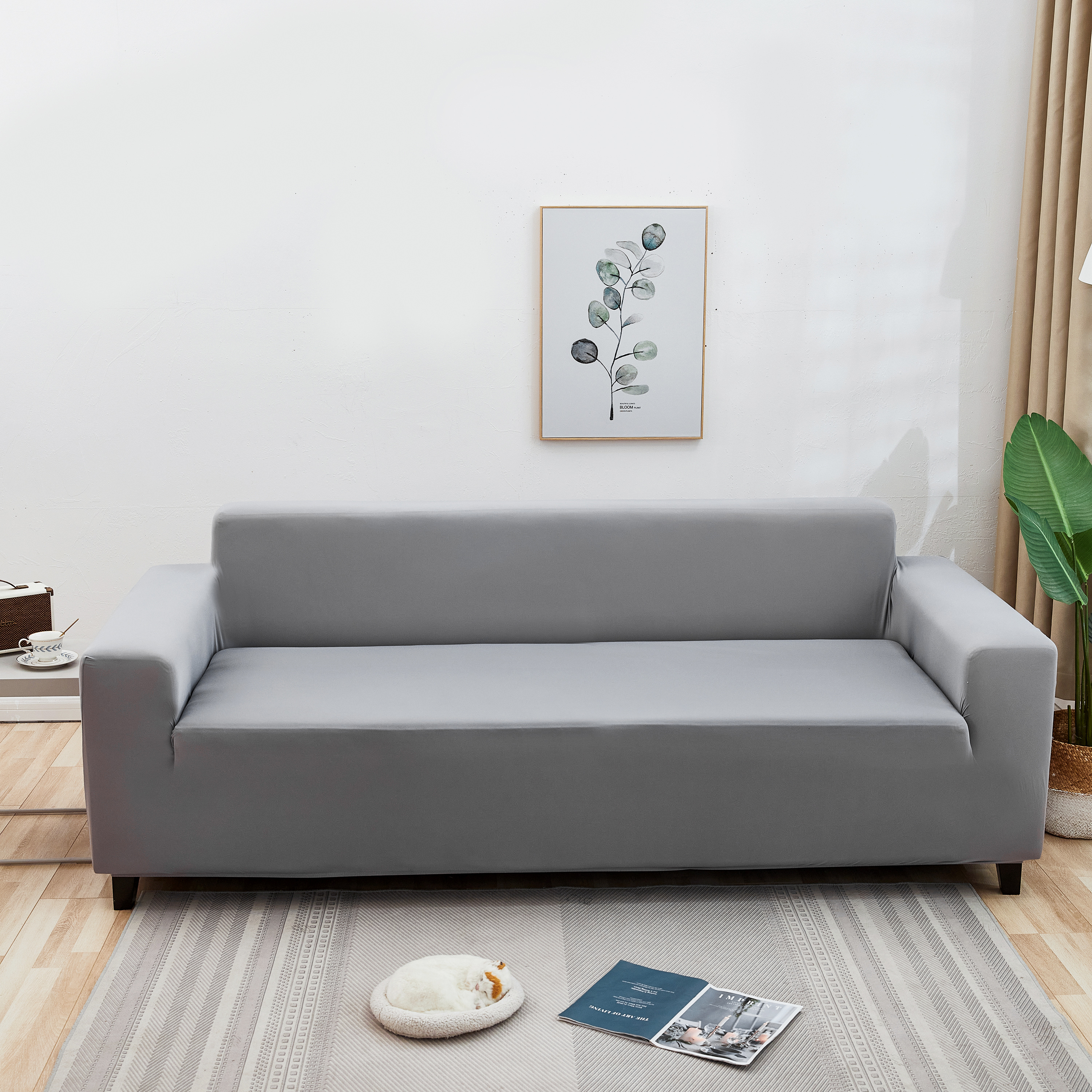 Microfiber poliester siva elastična kauč poklopca